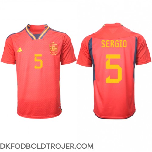Billige Spanien Sergio Busquets #5 Hjemmebane Fodboldtrøjer VM 2022 Kortærmet